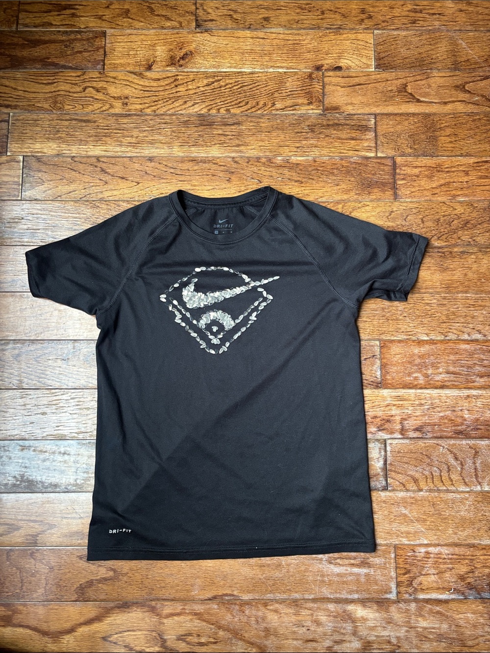 Boys Nike Black Short-Sleeve Dri-FIT Logo Tee